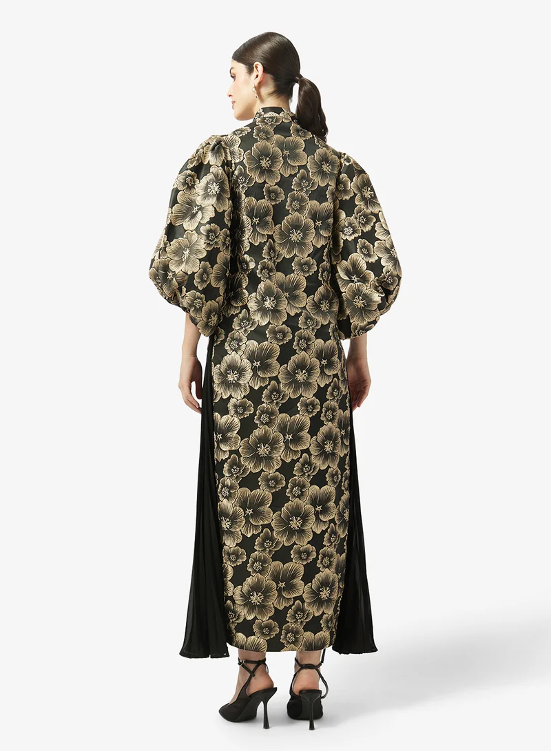 ثريدز باي اجوني فستان ماكسي مطبوع بأكمام منفوشة